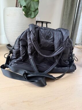 Joan & David Black Quilted Puffer Duffel Bag